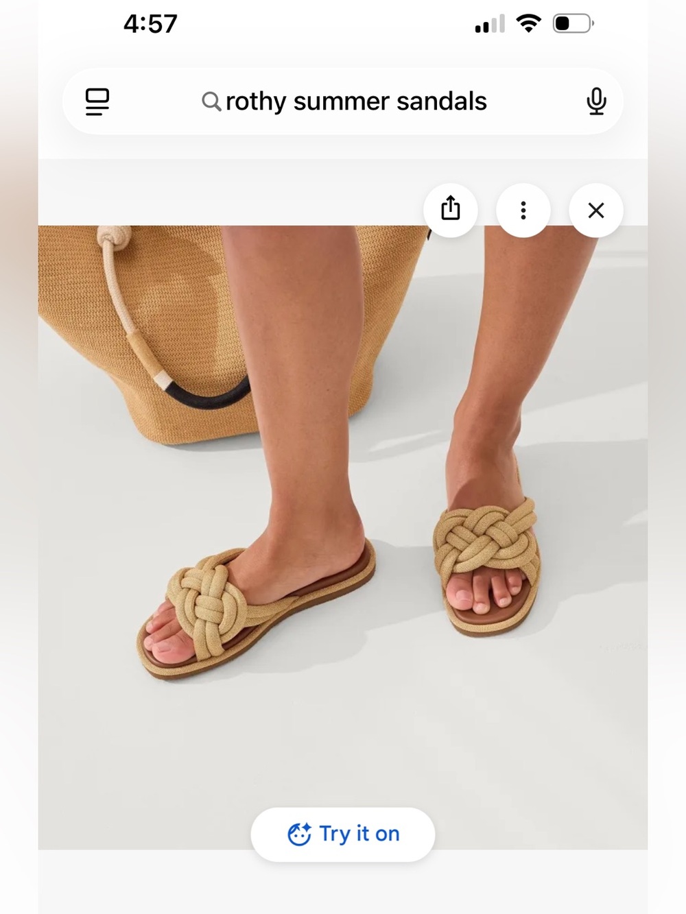 New Rothy Summer Sandals Shoes Slides Golden Sun Braided Knots 5.5